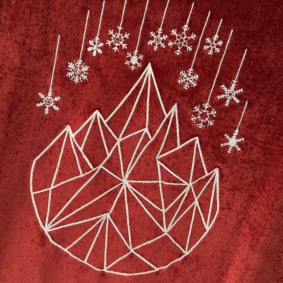 Rags to Raches red velour snowflake geostar sweatshirt adult size small women’s - Picture 7 of 7